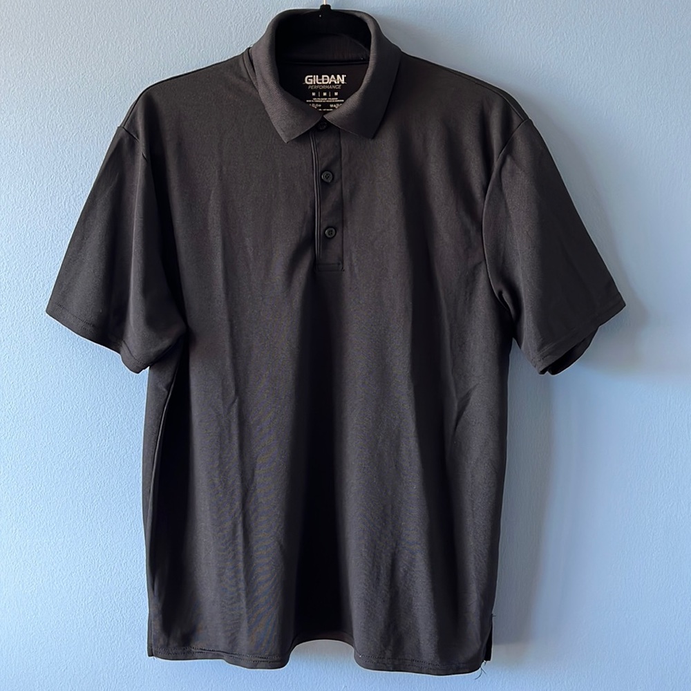Men’s Black Gildan Performance Polo Short, Size Medium